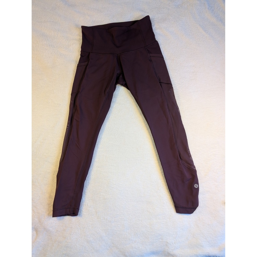 Lululemon Leggings Workout High Rise Mesh Pockets Purple Athletic Size 4